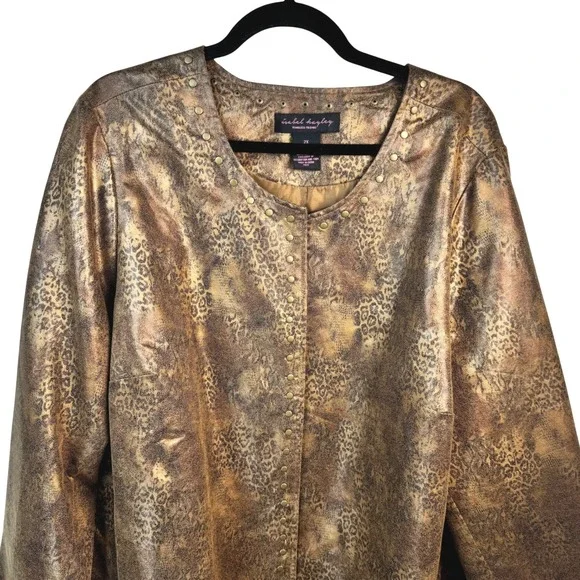 Isabel‎ Hayley Timeless Trends Blazer Jacket 2X Leopard Print Metallic Party - Picture 4 of 13
